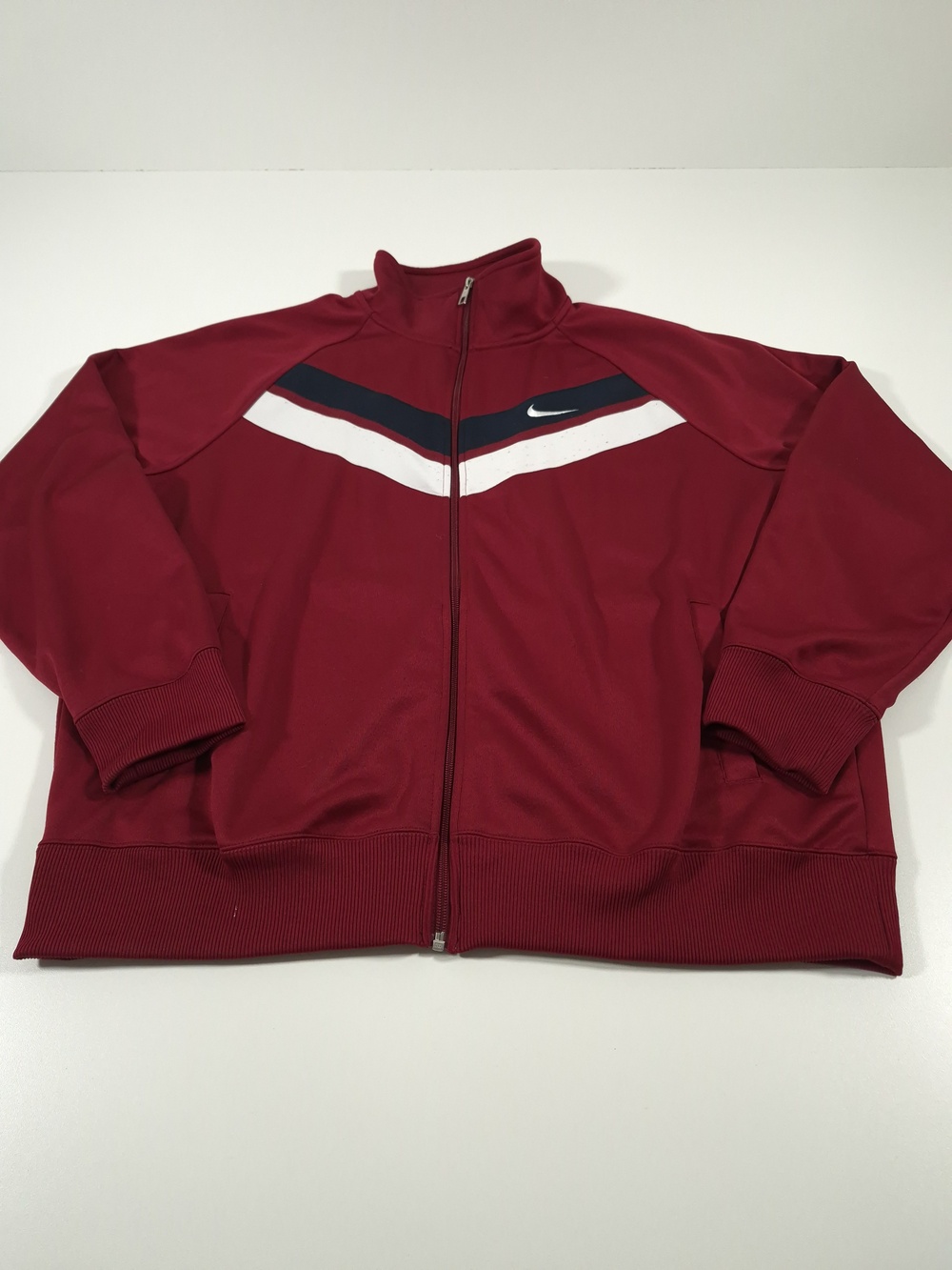 Nike Track Jacket Mens 2XL Red Full Zip Colorblock Athletic Dept Logo 532919-677